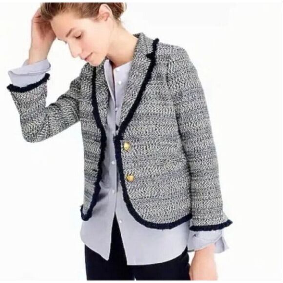J. Crew Jackets & Blazers - J. Crew Blue Tweed Blazer Tailored Suit Jacket- Size 12